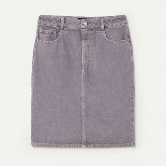 NWT Frank & Oak // The Denim Midi Skirt in Light Grey - Picture 2 of 6